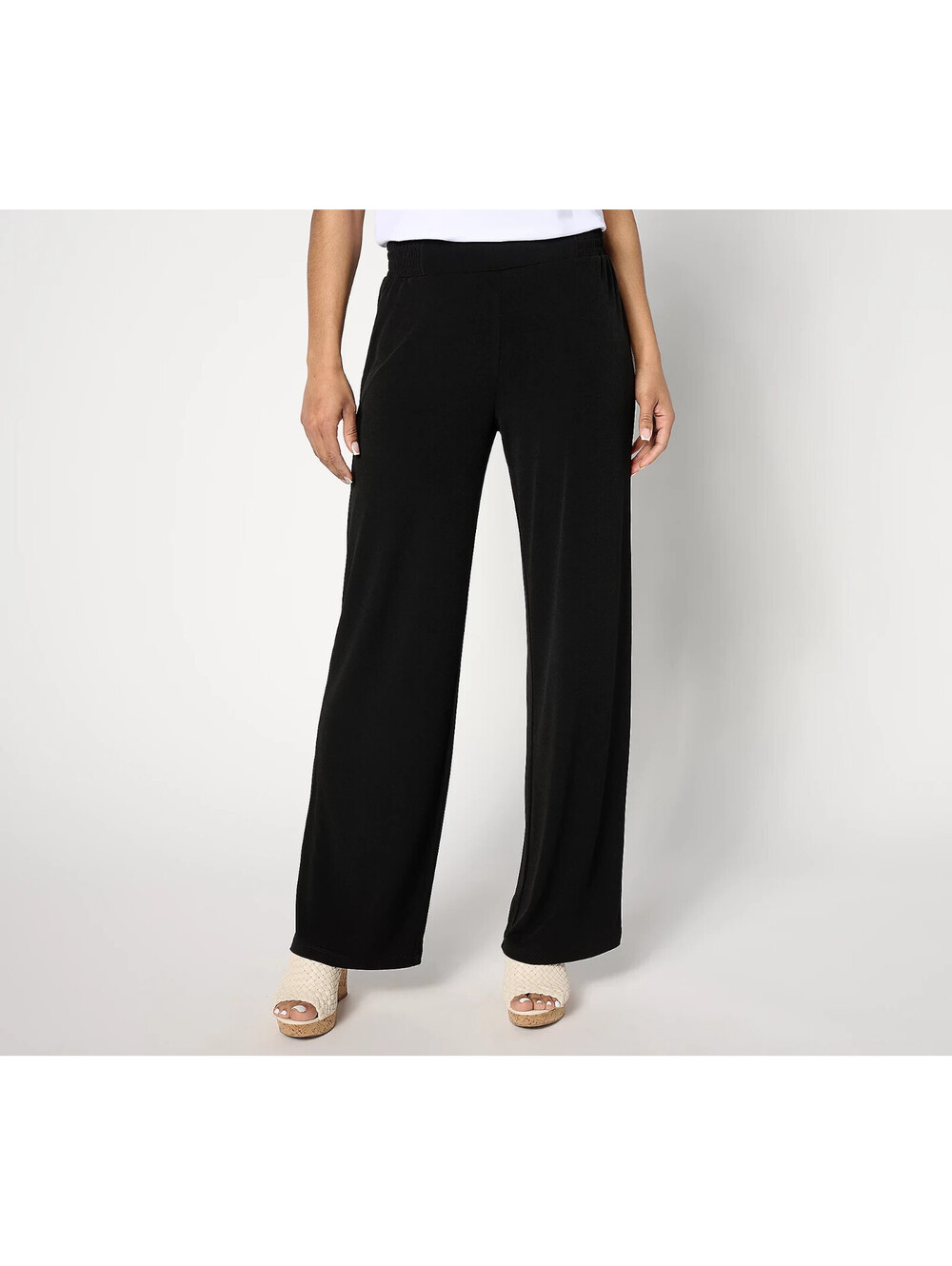 Susan Graver Regular Liquid Knit Wide Leg Pants with Waist Detail Size XL